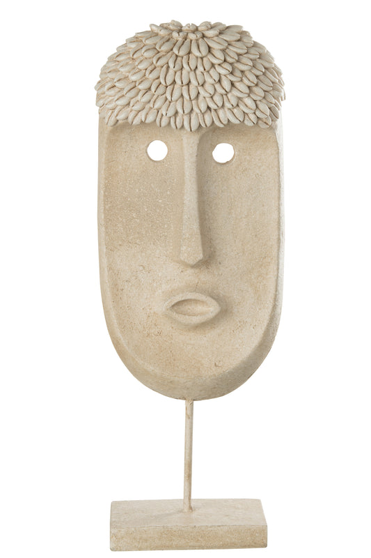 FACE STAND ETHNIC STONE/RESIN BEIGE LARGE