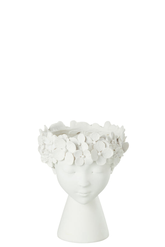 FLOWERPOT HEAD RESIN WHITE SMALL