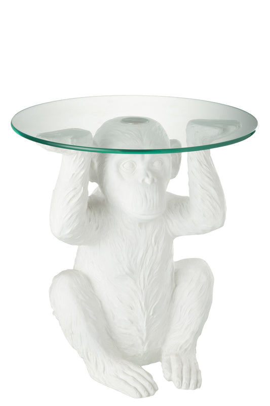 TABLE MONKEY RESIN/GLASS WHITE