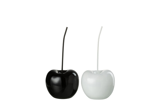 CHERRY RESIN SHINY WHITE/BLACK SMALL ASSORTMENT OF 2