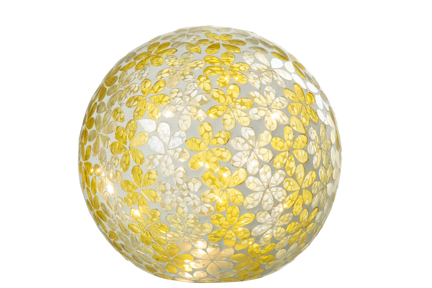 BALL LED FLOWERS GLASS YELLOW/SILVER