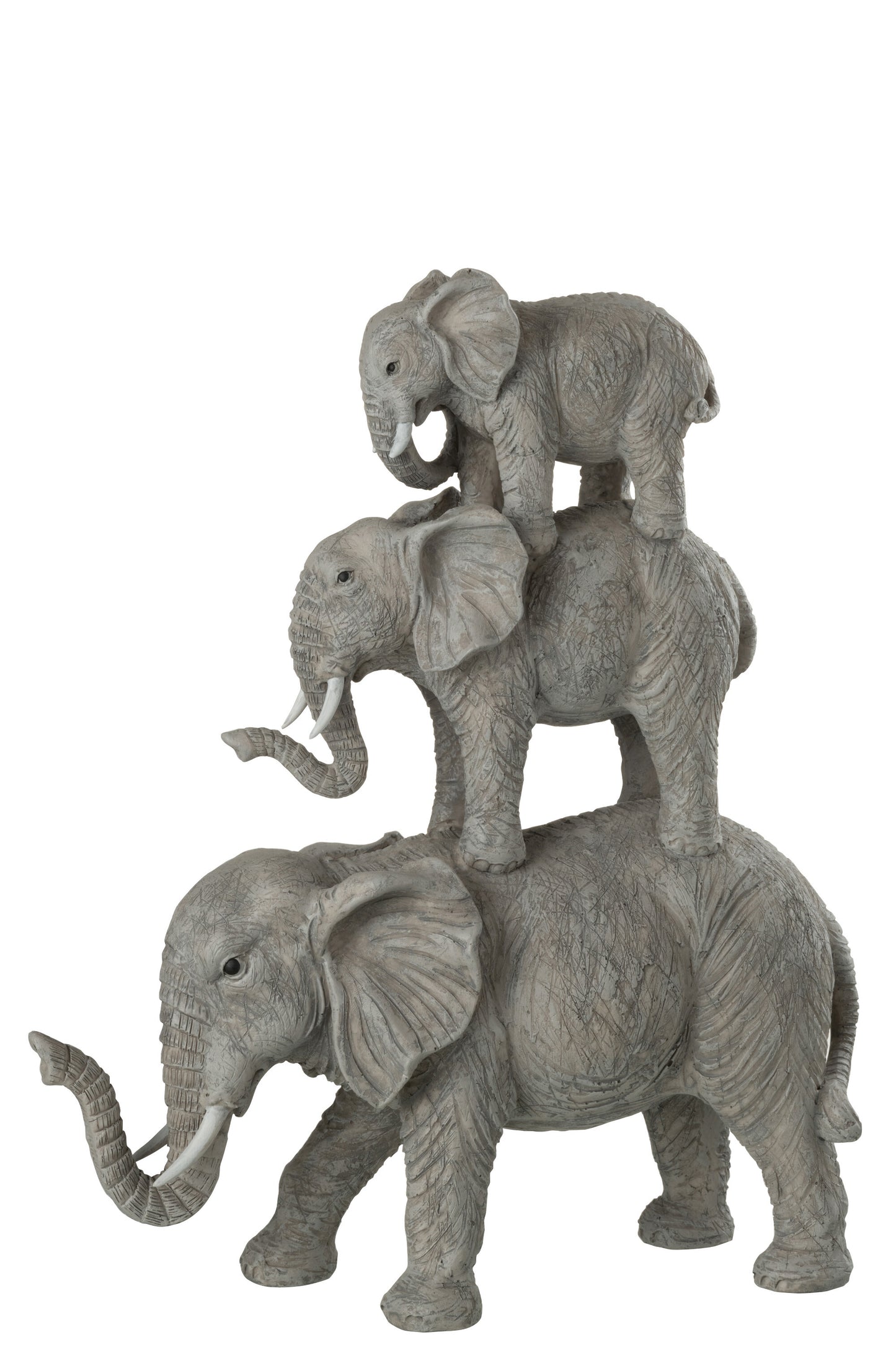 ELEPHANTS ON BACK POLY GREY