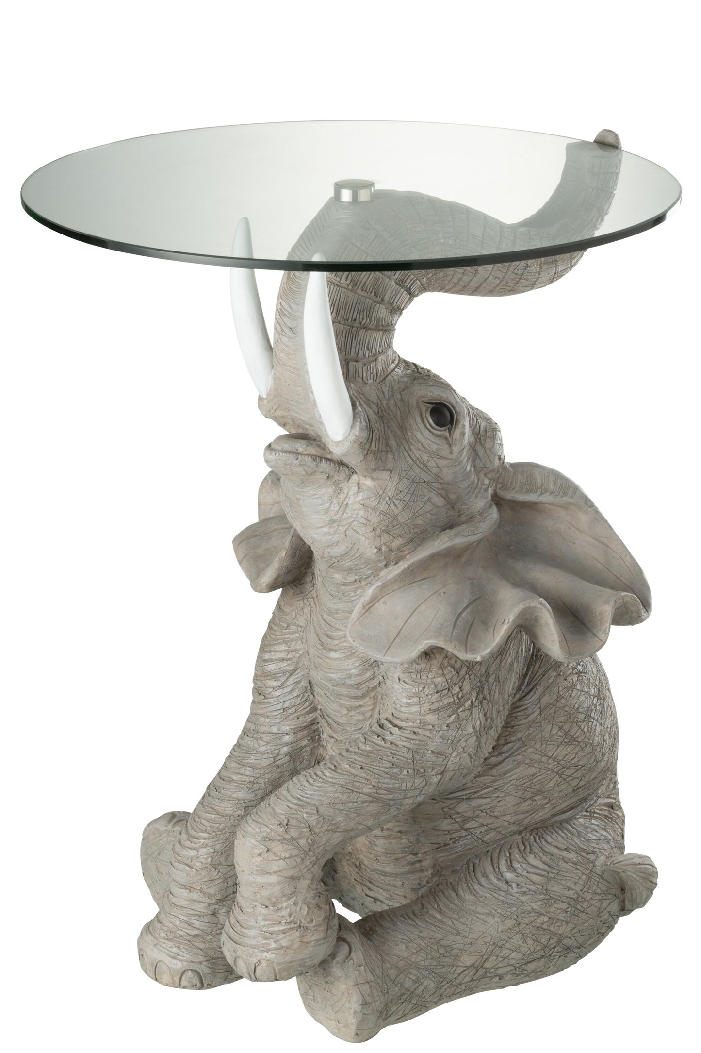 TABLE ELEPHANT POLY/GLASS GREY