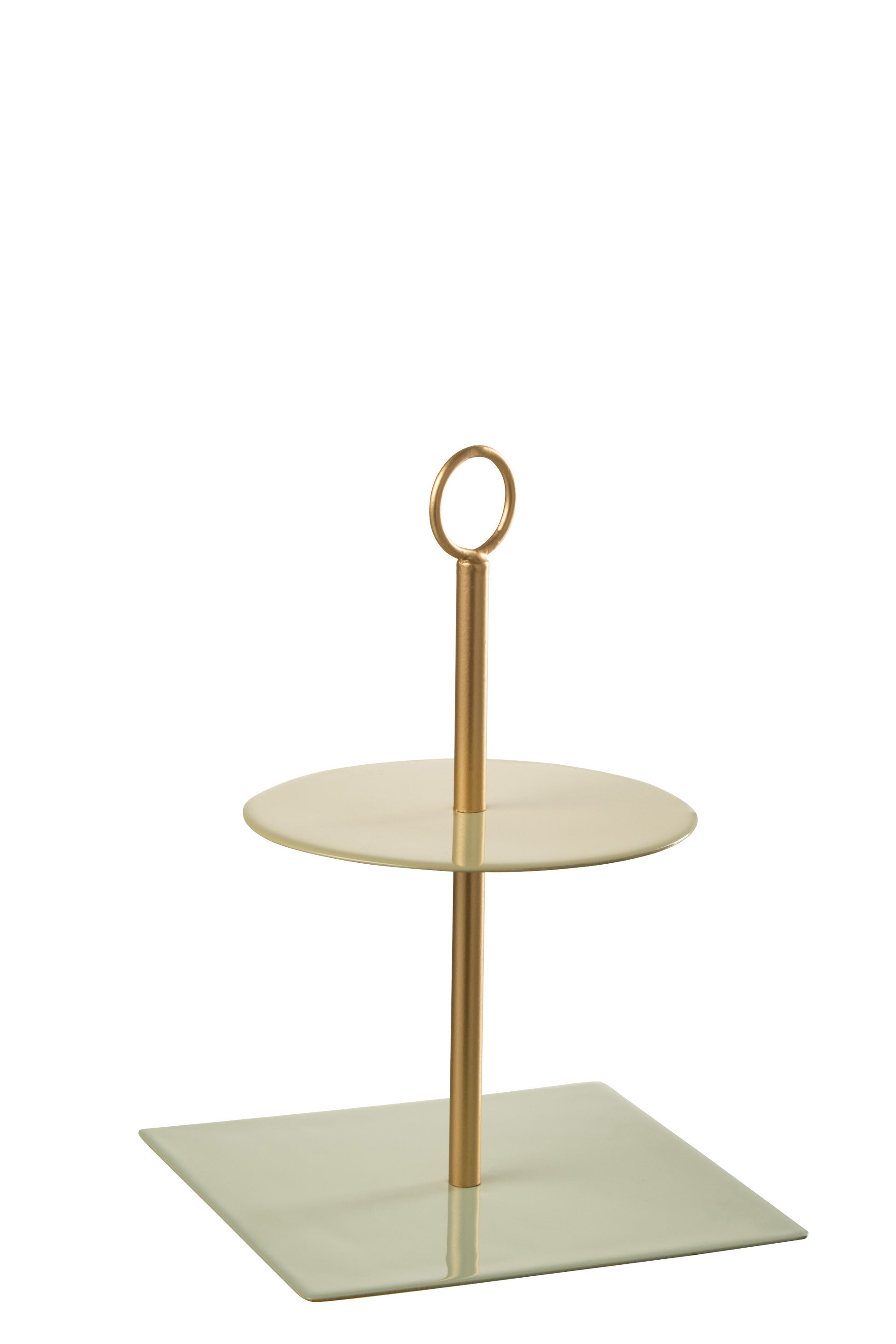 FOOD STAND ROUND+SQUARE METAL GREEN/GOLD