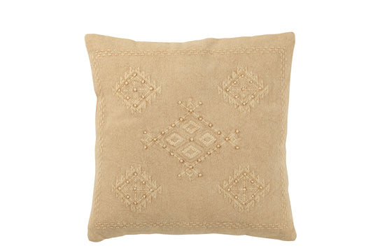 CUSHION EMBROIDERY COTTON BEIGE