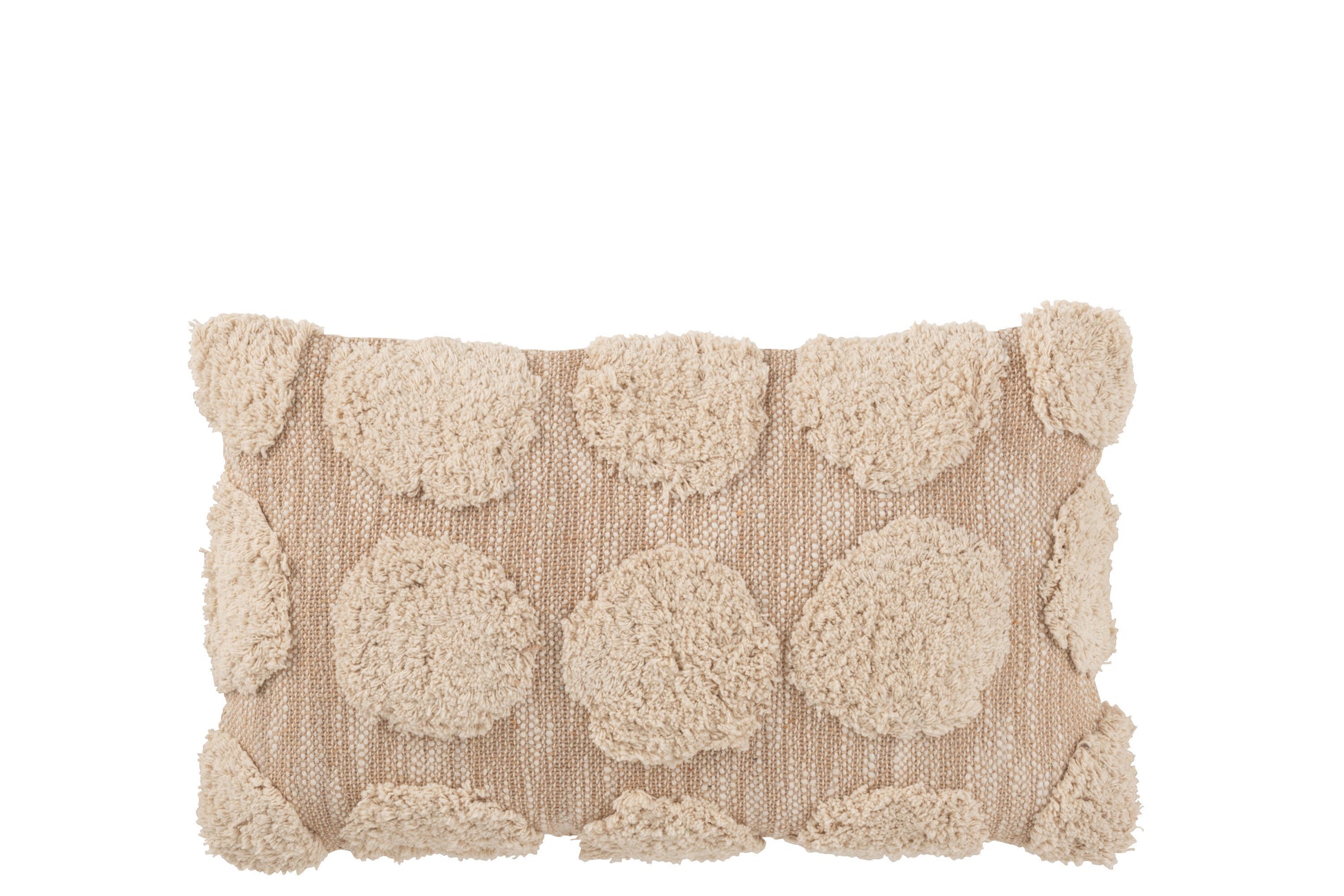 CUSHION RECTANGULAR BALLS COTTON BEIGE