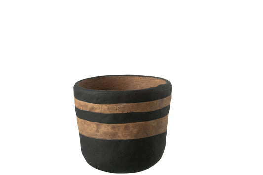 FLOWERPOT KENIA CERAMIC BLACK/BROWN MEDIUM