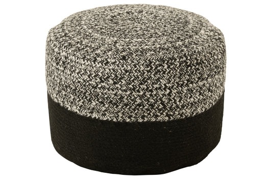 POUF MIAMI STRIP OUTDOOR POLY BLACK/WHITE