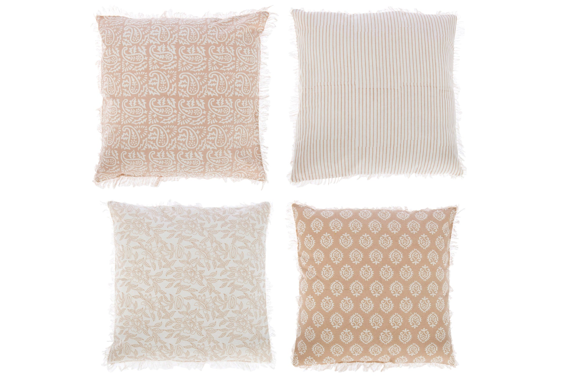 KUSSEN INDI TEXTIEL TAUPE ASSORTIMENT VAN 4