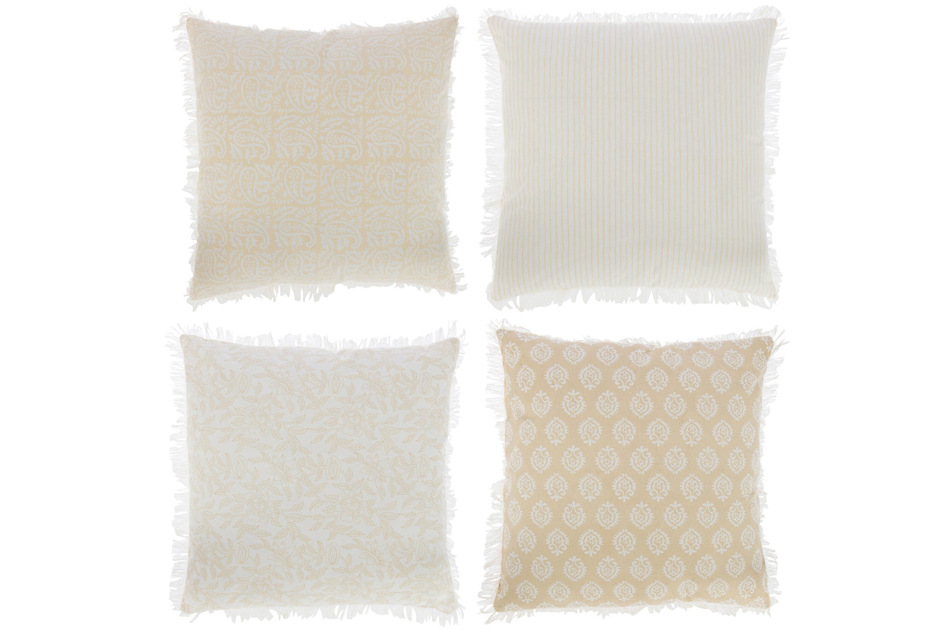 KUSSEN INDI TEXTIEL BEIGE ASSORTIMENT VAN 4