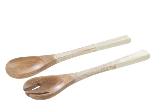 SALAD SERVER KOS WOOD CREME