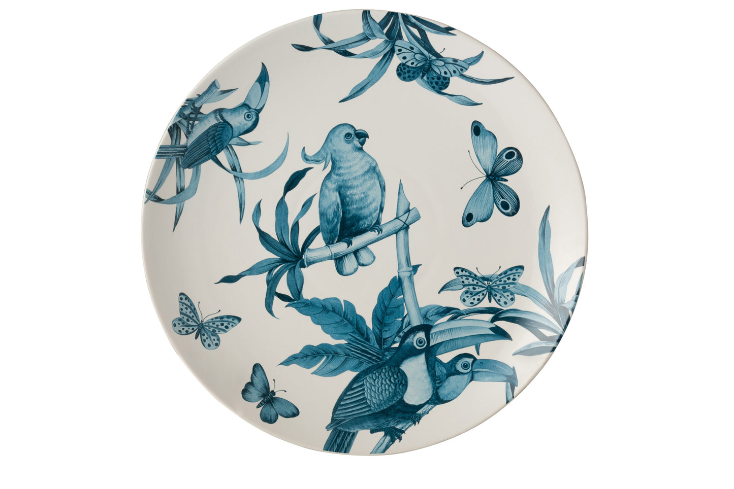 DISH ROUND BIRDS CERAMIC WHITE/BLUE