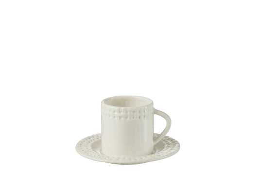 CUP AND SAUCER CERAMIC WHITE