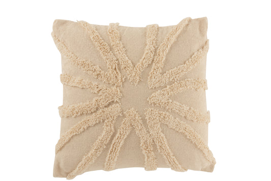 CUSHION FLOWER SQUARE COTTON BEIGE