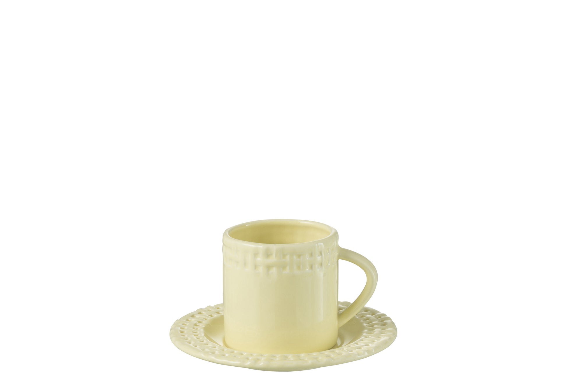 CUP AND SAUCER CERAMIC YELLOW