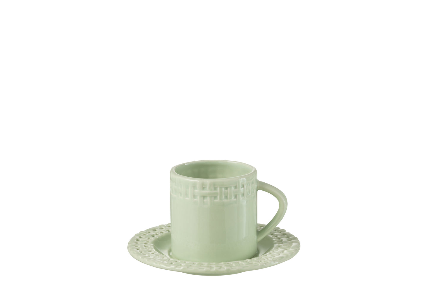 CUP AND SAUCER CERAMIC GREEN