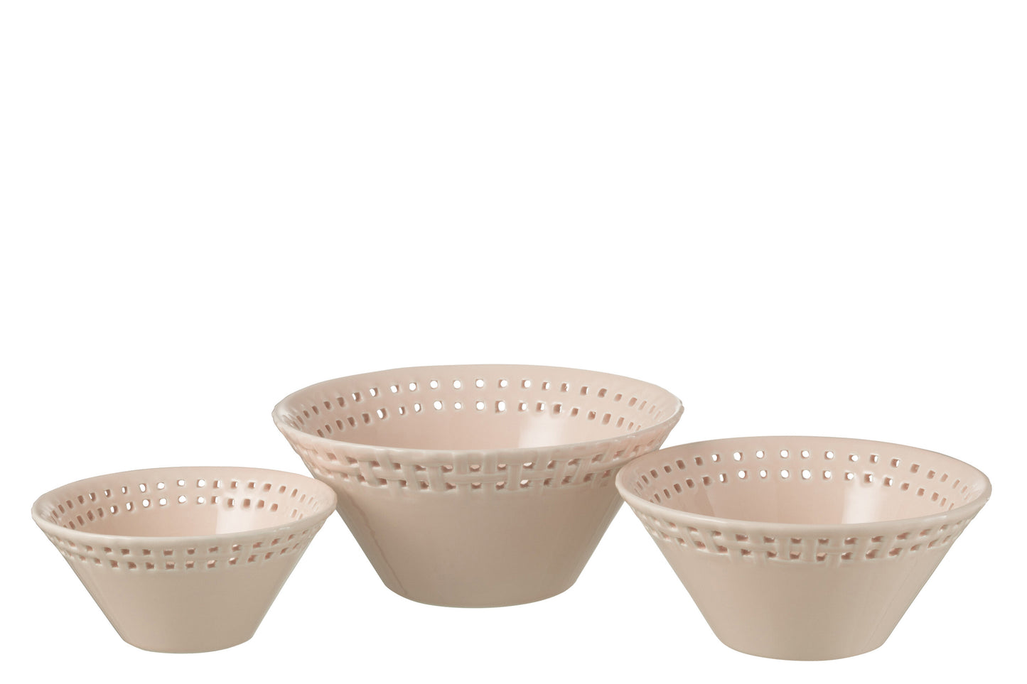 SET OF 3 BOWL CERAMIC PINK  SMALL/MEDIUM/LARGE