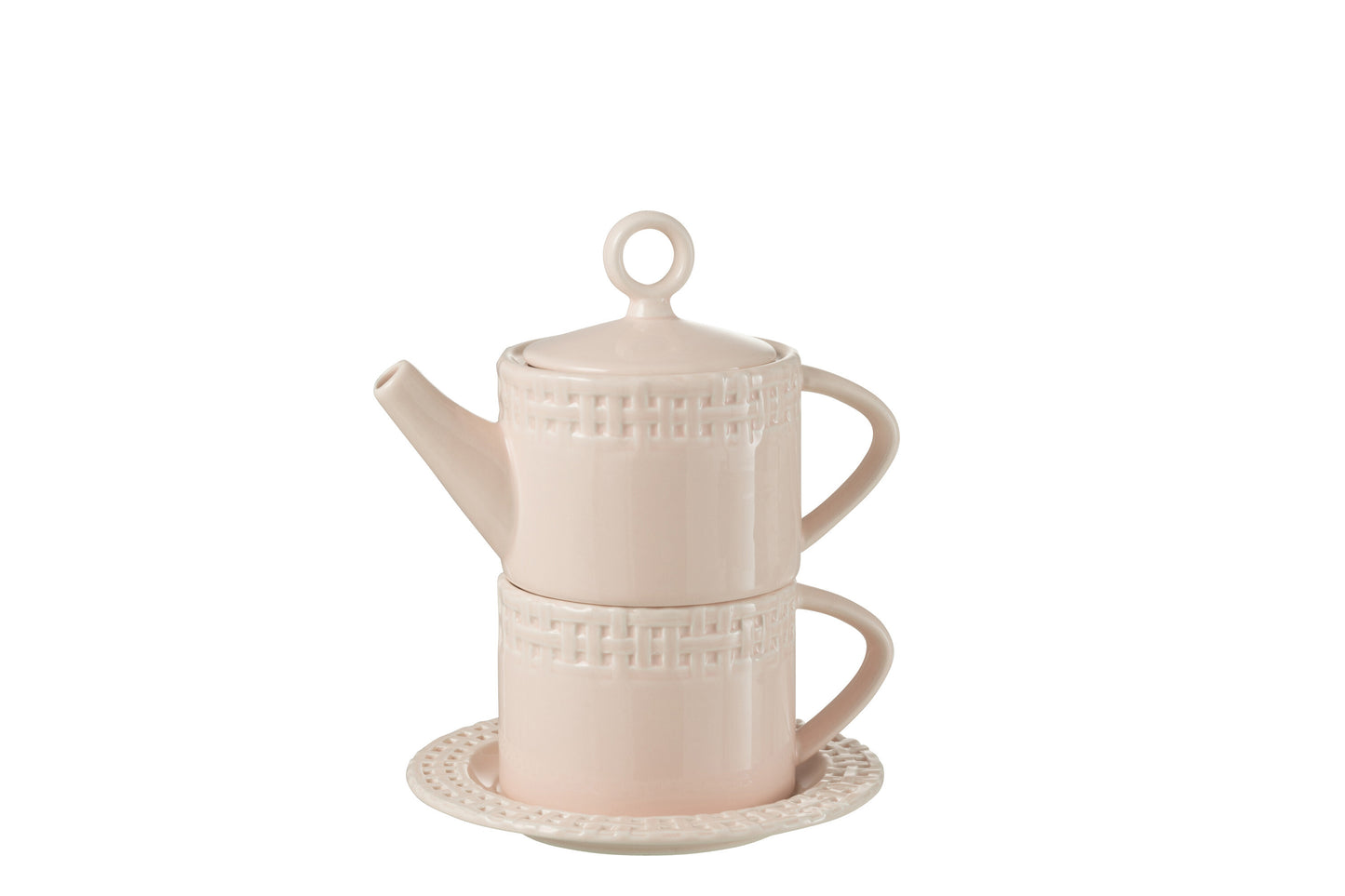 TEA POT AND TEA CUP CERAMIC PINK