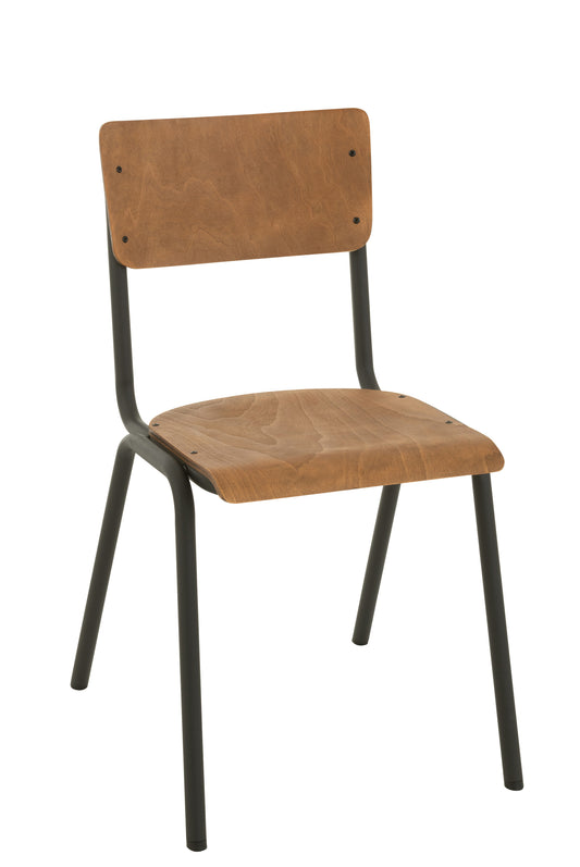 CHAIR WOOD/METAL BROWN