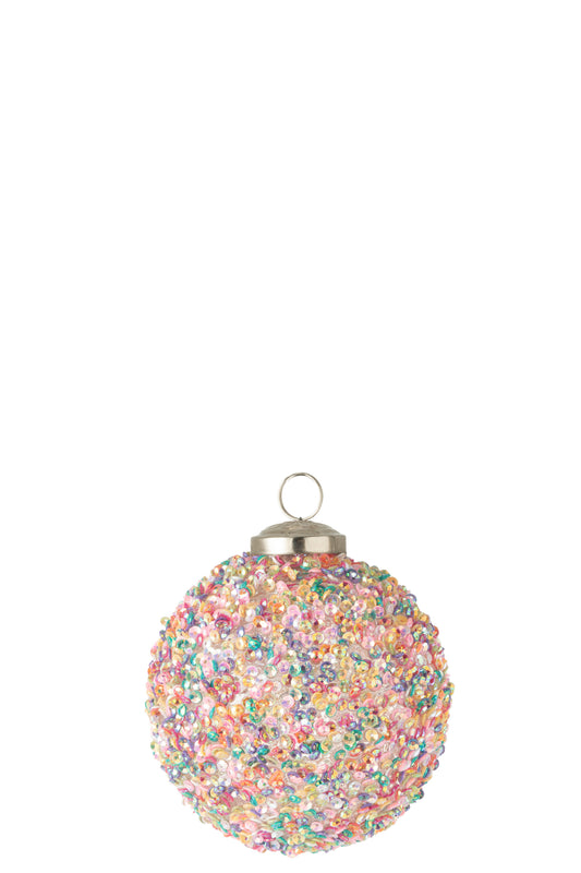 XMAS BAUBLE SEQUIN GLASS PASTEL