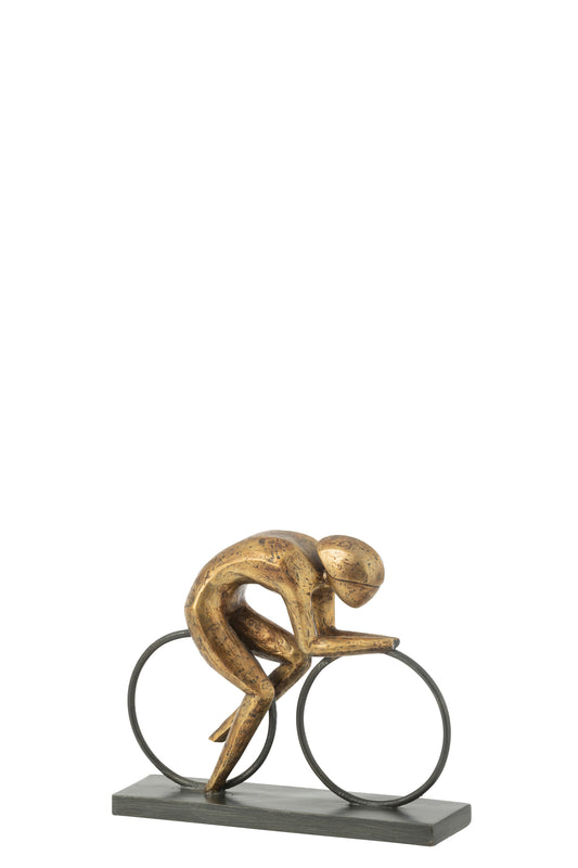 CYCLIST ON BASE RESIN GOLD SMALL