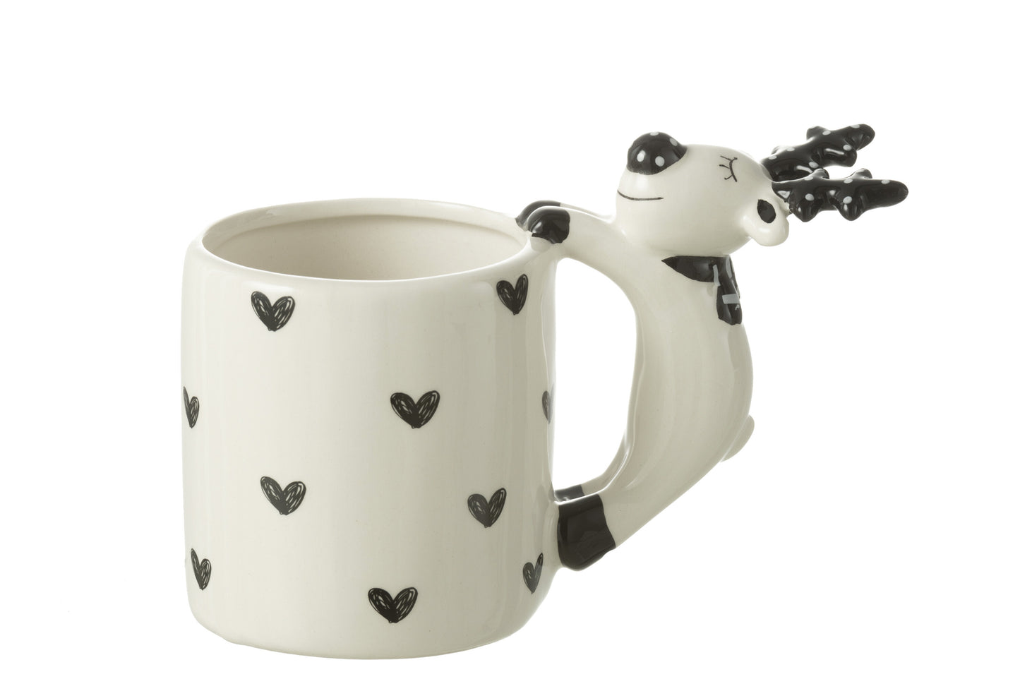 MUG DEER HEART DOLOMITE WHITE/BLACK