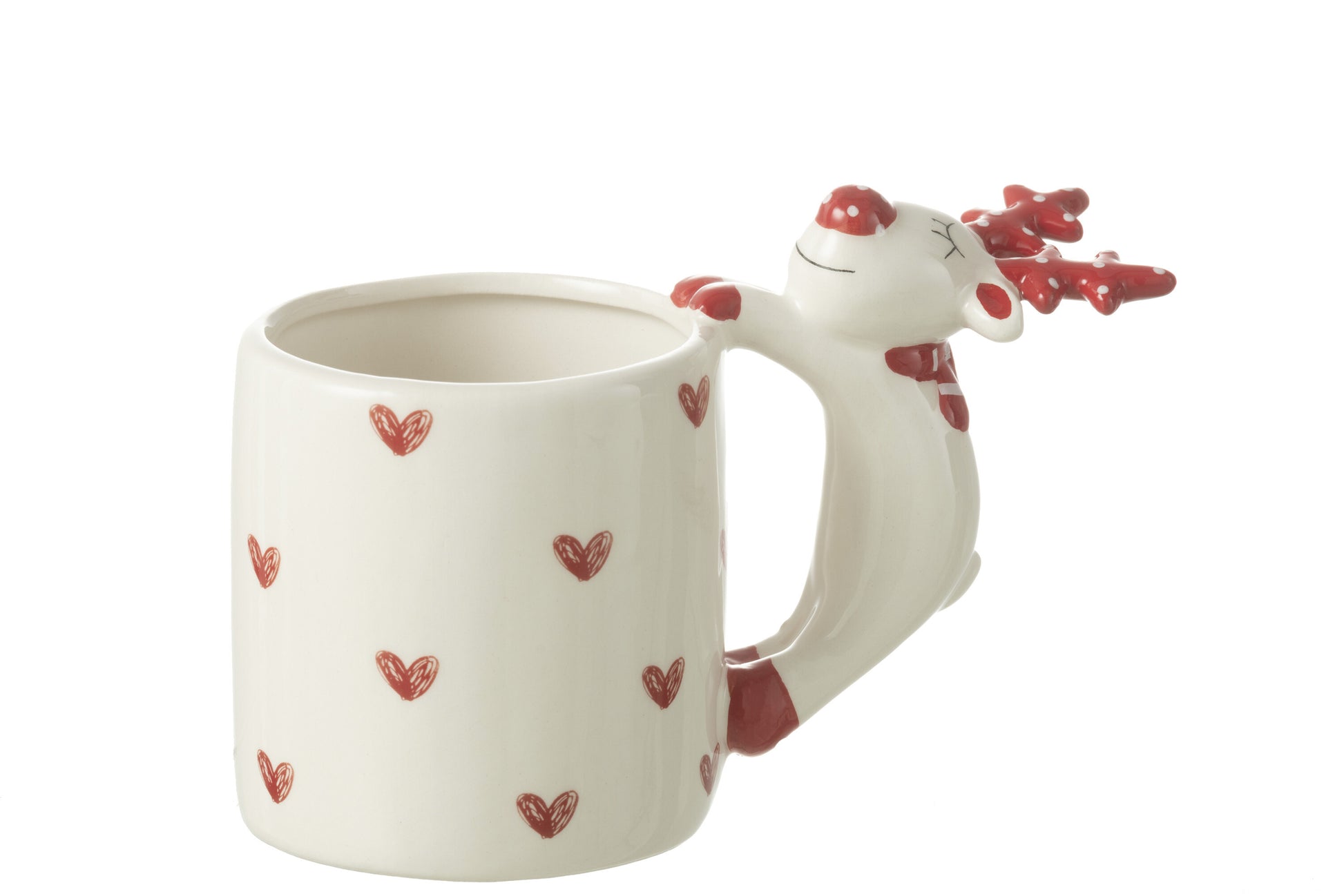 MUG DEER HEART DOLOMITE WHITE/RED