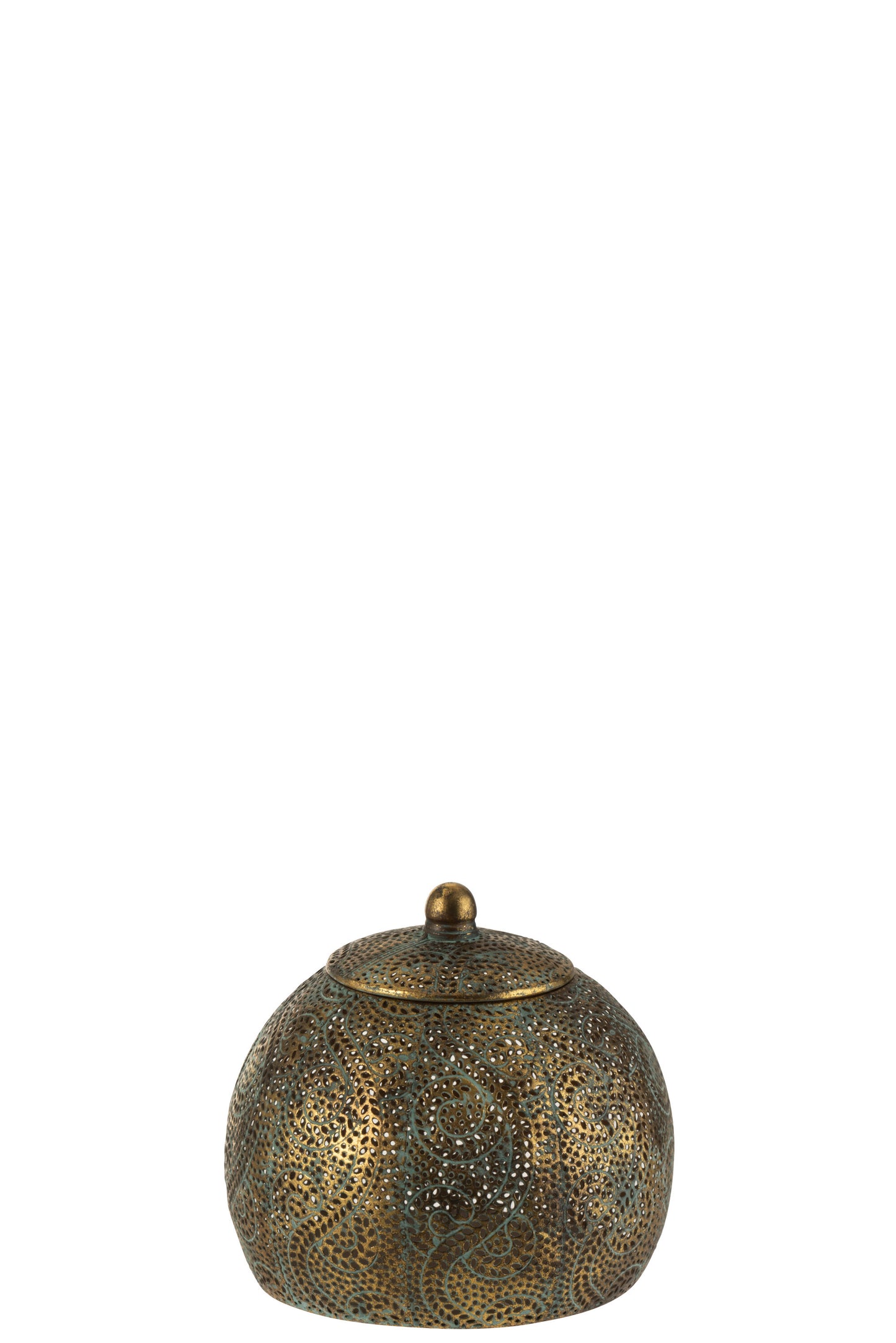 POT+LID  ORIENTAL METAL ANTIQUE GOLD