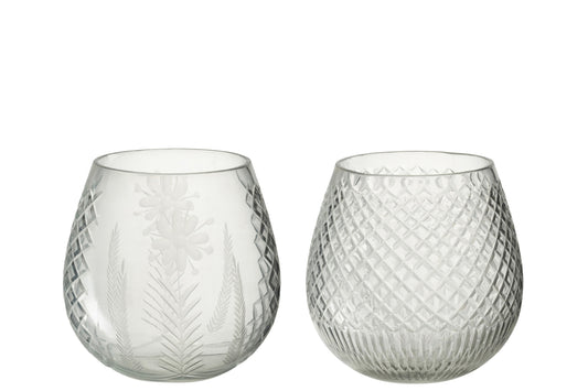 CANDLEHOLDER BIEN GLASS TR ASSORTMENT OF 2