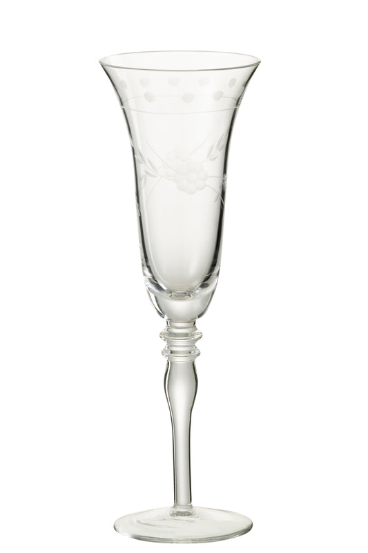 CHAMPAGNE GLASS ENGRAVED GLASS TRANSPARENT