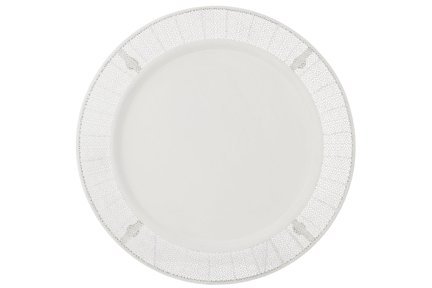 PLATE ANTIQUE METAL/GLASS WHITE