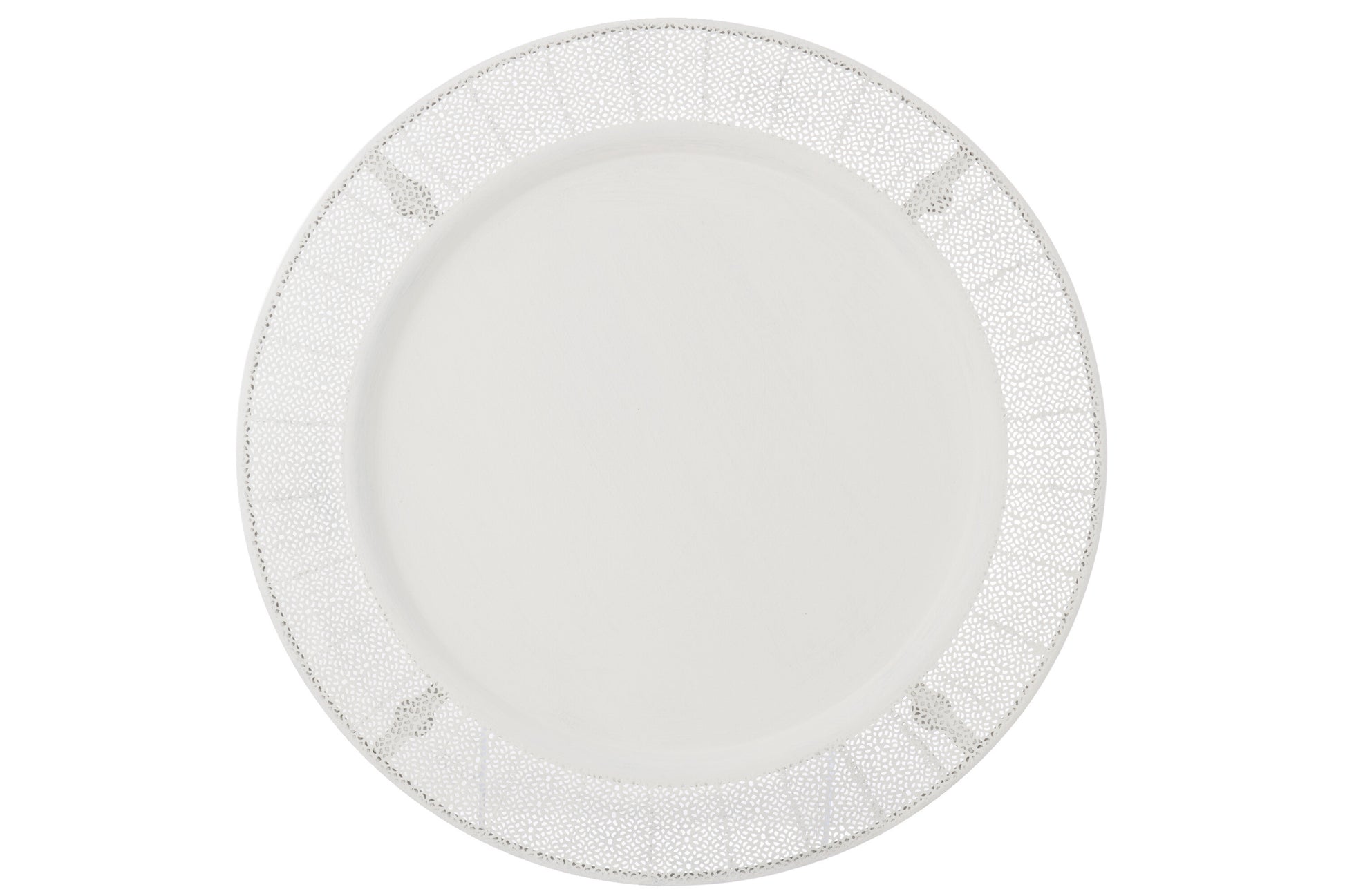 PLATE ANTIQUE METAL/GLASS WHITE