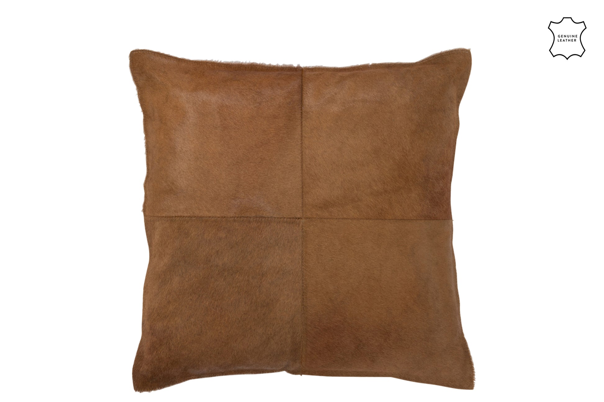 CUSHION COWHAIR LEATHER DARK/CAMEL