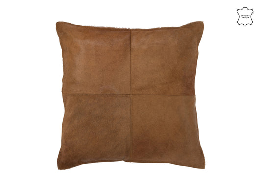 CUSHION COWHAIR LEATHER DARK/CAMEL