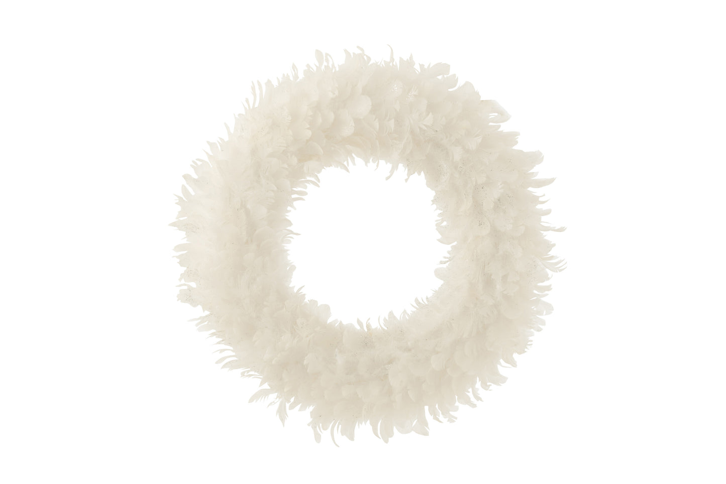 WREATH DECO+GLITTERS FEATHERS WHITE