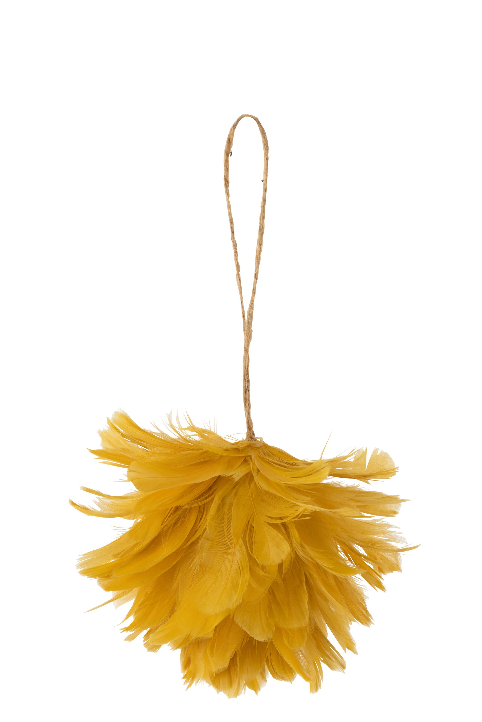 BALL HANGER FEATHERS YELLOW