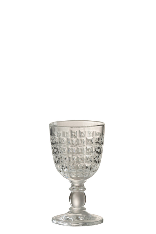 STEMMED GLASS EMBOSSED DESIGN GLASS TRANSPARENT SMALL