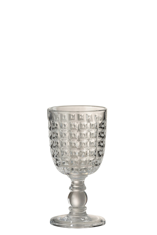 STEMMED GLASS EMBOSSED DESIGN GLASS TRANSPARENT LARGE