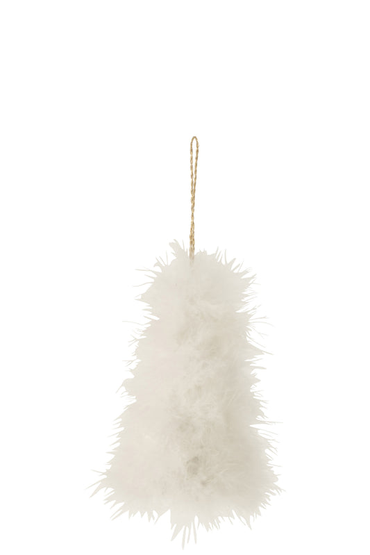 CHRISTMAS TREE HANGER FEATHERS WHITE