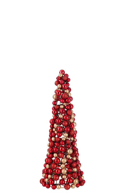 CONE DECO BALLS PLASTIC RED/GOLD SMALL