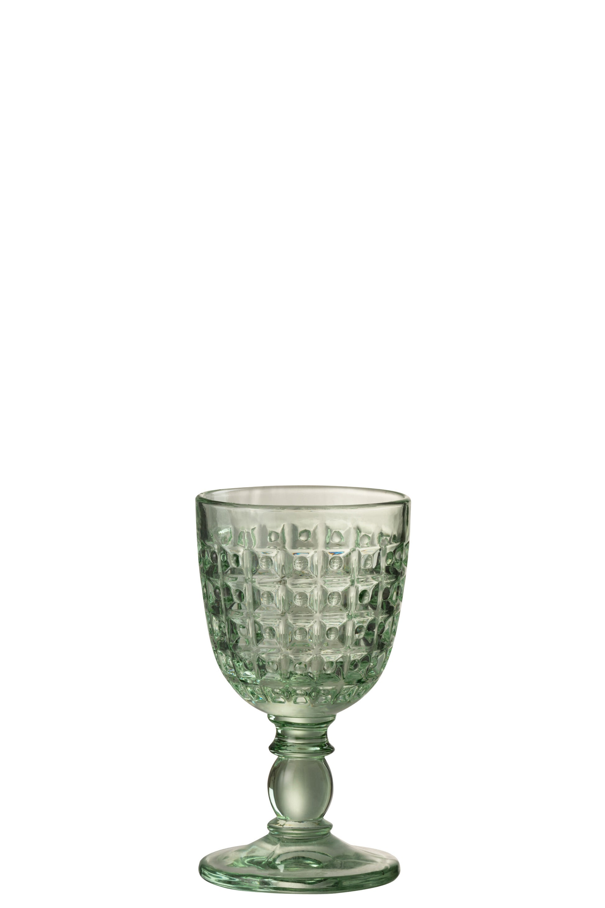 STEMMED GLASS EMBOSSED DESIGN GLASS GREEN SMALL