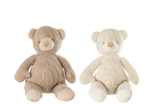 BEAR PLUSH TEXTILE WHITE/BEIGE ASSORTMENT OF 2