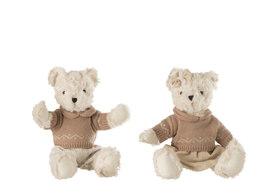 BEAR PLUSH BOY/GIRL WITH CLOTHES TEXTILE SMALL ASSORTMENT OF 2