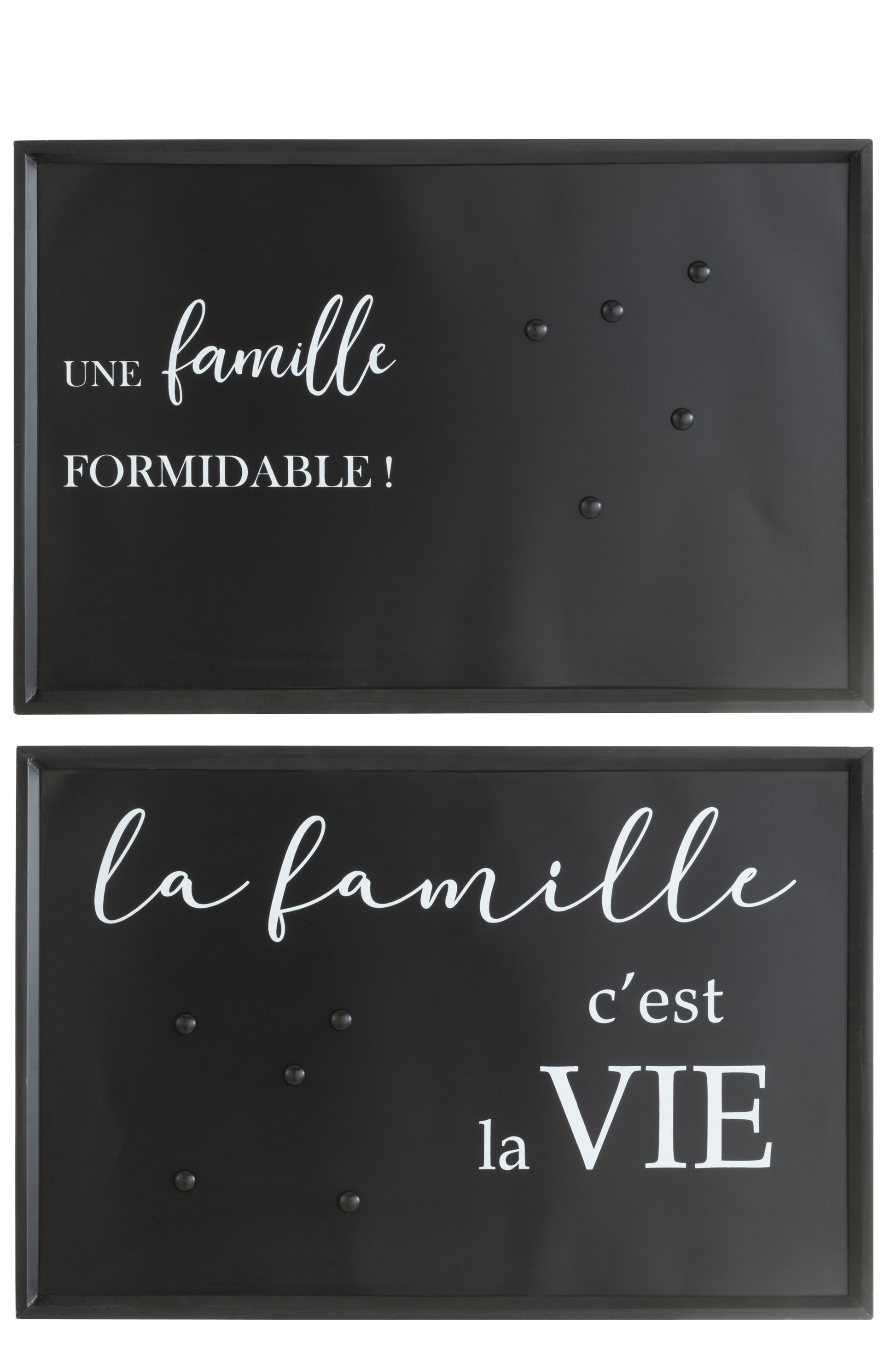 PLACARD FR TEX FAMILY MAGNET METAL BLACK ASSORTMENT OF 2