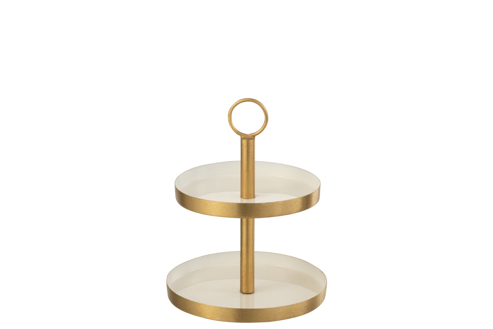 CAKE STAND ROUND 2 LEVELS METAL WHITE/GOLD