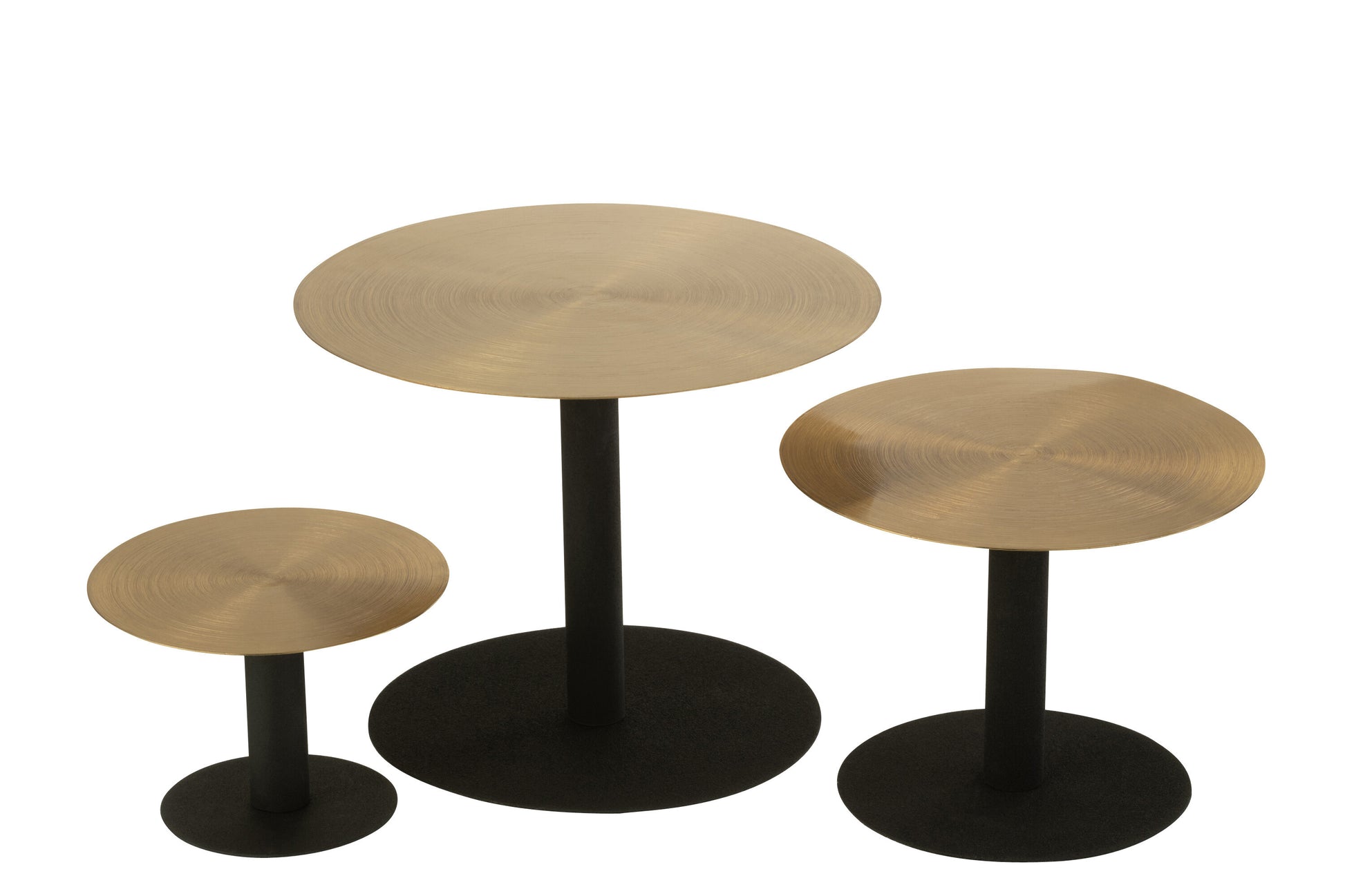 SET OF 3 CAKE STAND ROUND METAL BLACK/GOLD