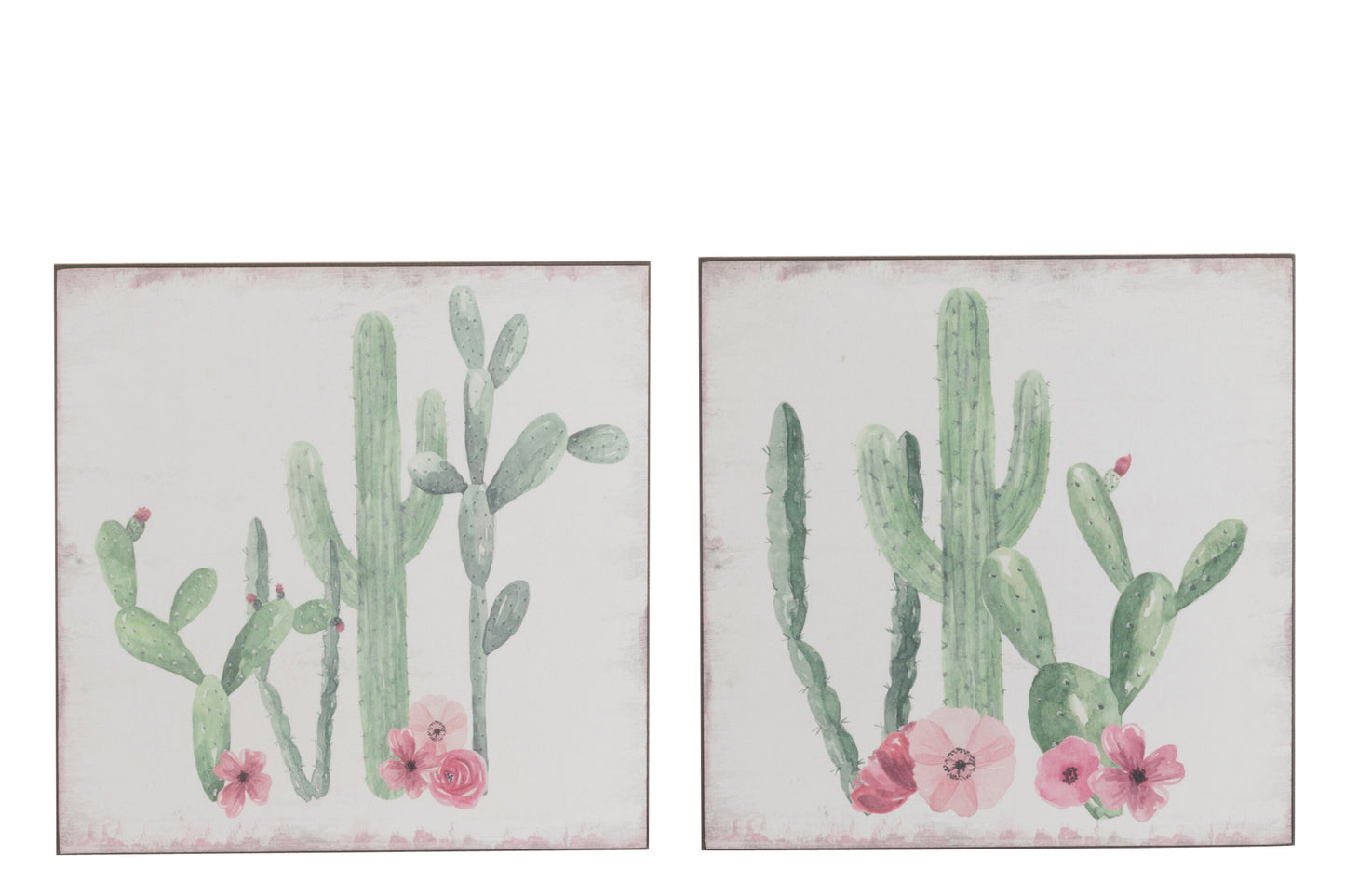 WALL DECORATION CACTUS MDF GREEN ASSORTMENT OF 2