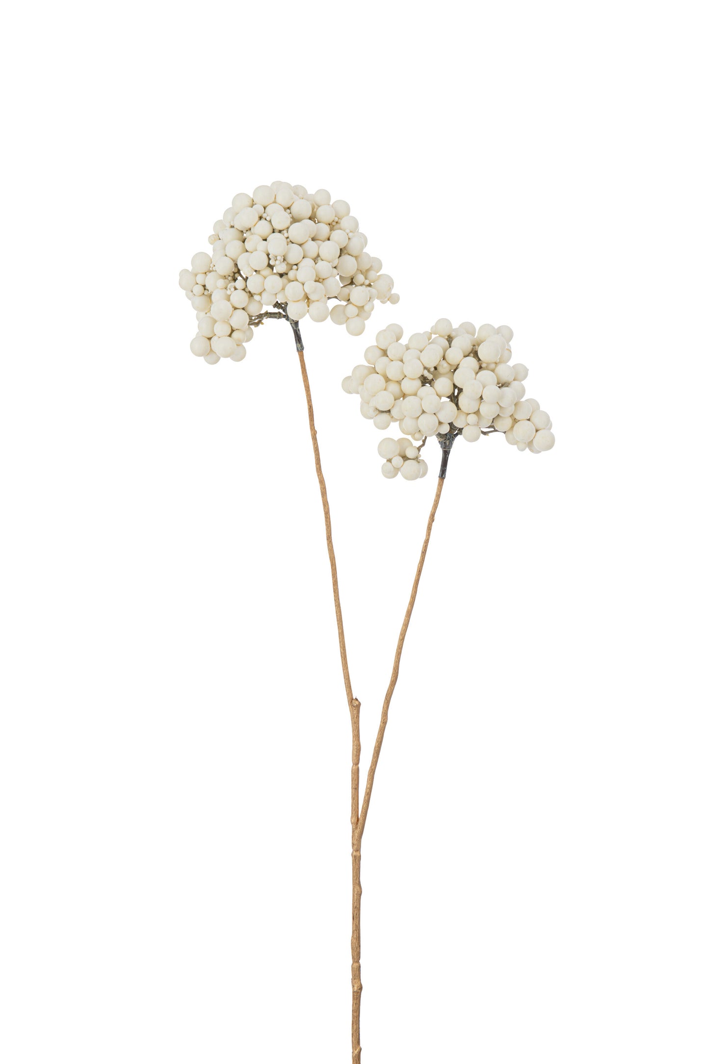 BRANCH 2 FLOWERS BERRIES PLASTIC CREAM/GOLD