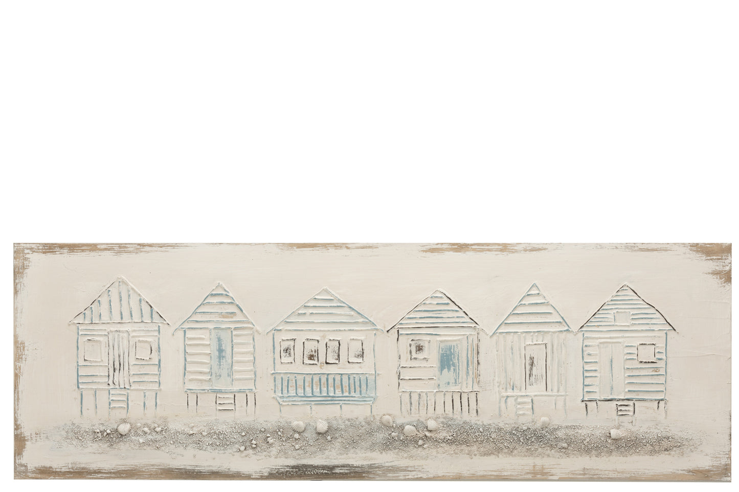 PAINTING BEACH HOUSES CANVAS/WOOD WHITE/BLUE/RED