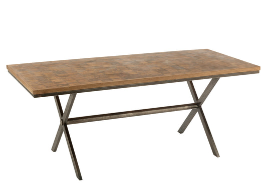 TABLE YONI METAL/MANGO WOOD NATURAL/GREY